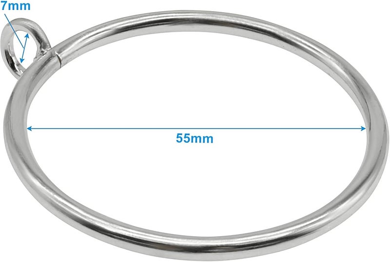Bivethoi 28 Pack Metal Curtain Rings, with Eyelets Curtain Rings 2 Inch Inner Diameter Drapery Rings, Silver Curtain Rings for Curtain Rods - Image 3